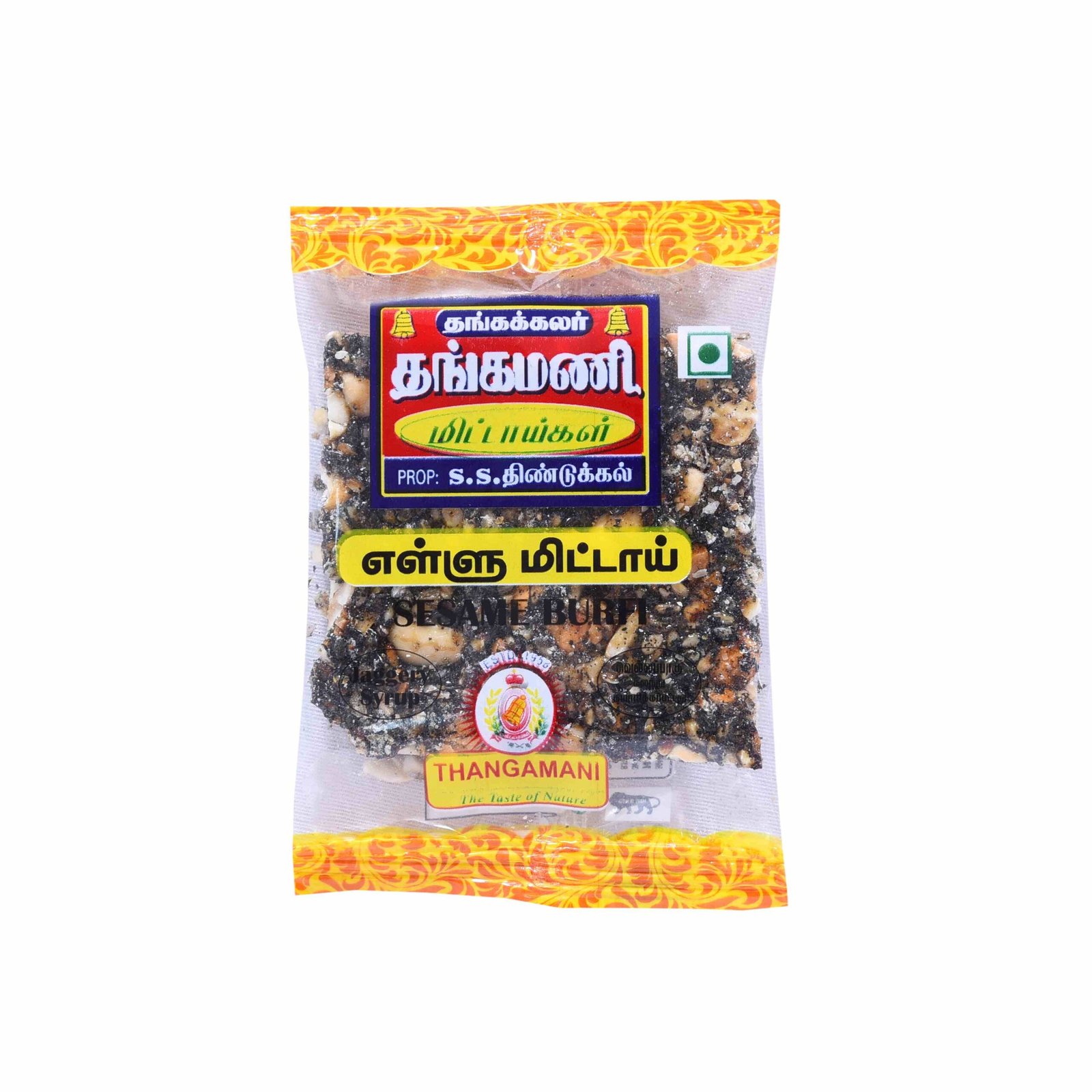 15. Thangamani Jaggery Syrup Black Sesame Bar (Vellampagu Ellu Mittai) (25g)