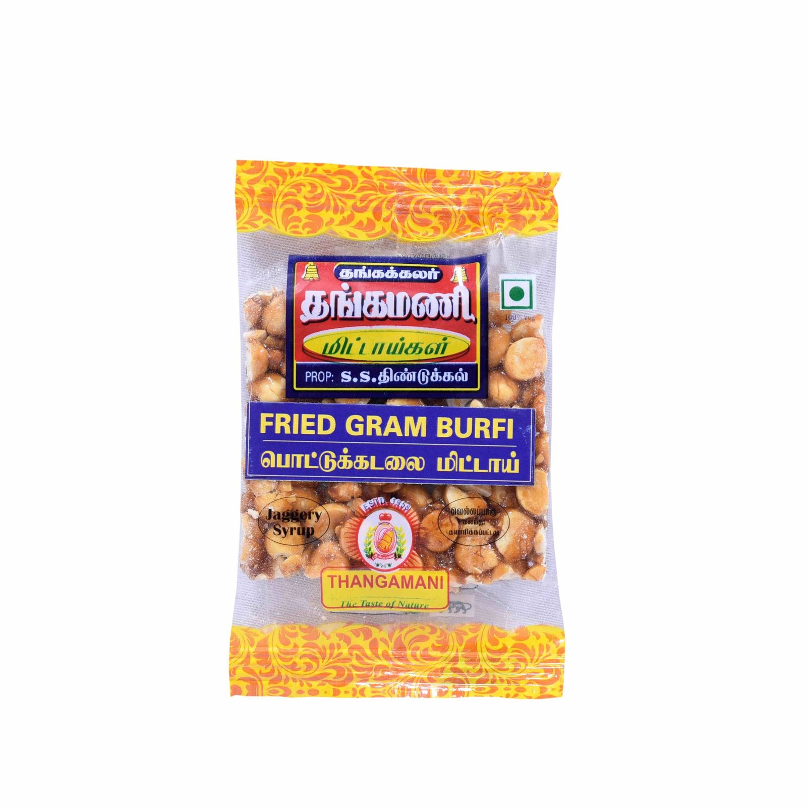 18. Thangamani Jaggery Syrup Fried Gram Bar (Vellampagu Pottukadalai Mittai) (15g)